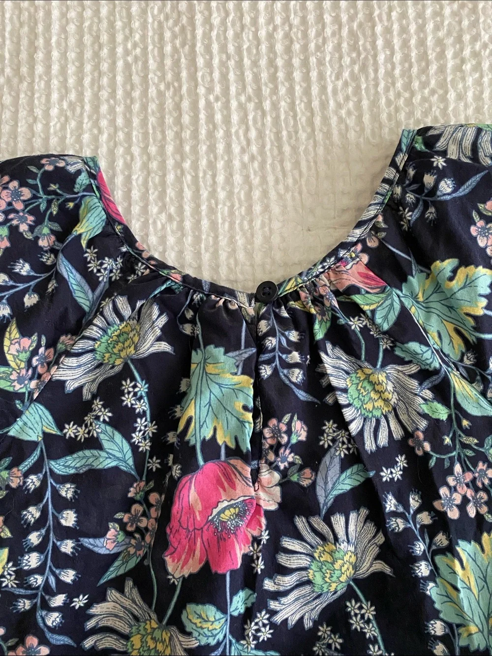 GAP Kids Navy Dress with Pink & Mint Floral Trim